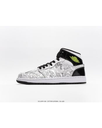 Air Jordan 1 Mid Mid DIY Black and White Graffiti